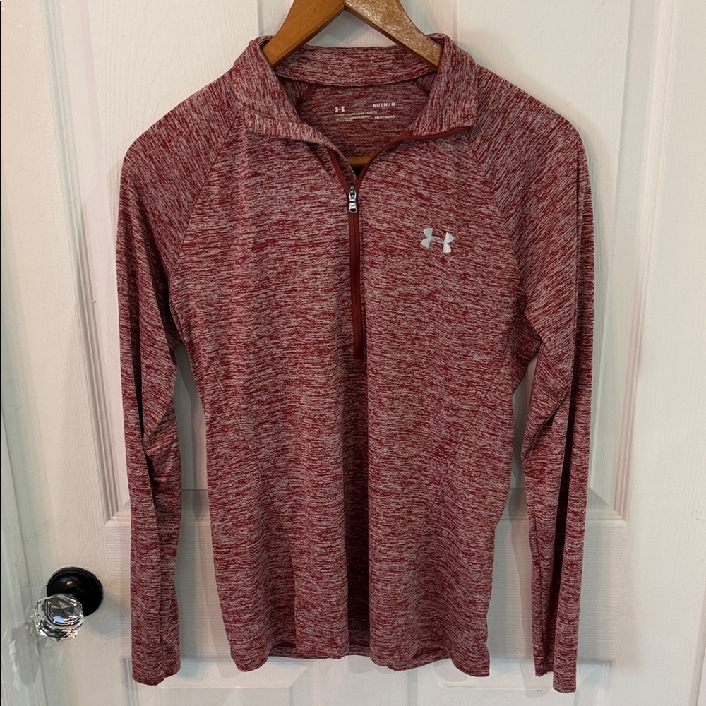 Under Armour Marled Red Quarter-Zip Performance Top
